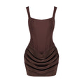Women's Sleeveless Square Neck Mini Dress with Waist Ruching